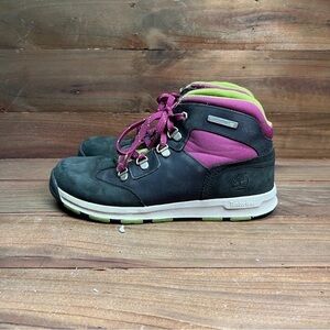 Timberland Purple Green Black High Top Boot Shoes Boy’s 6